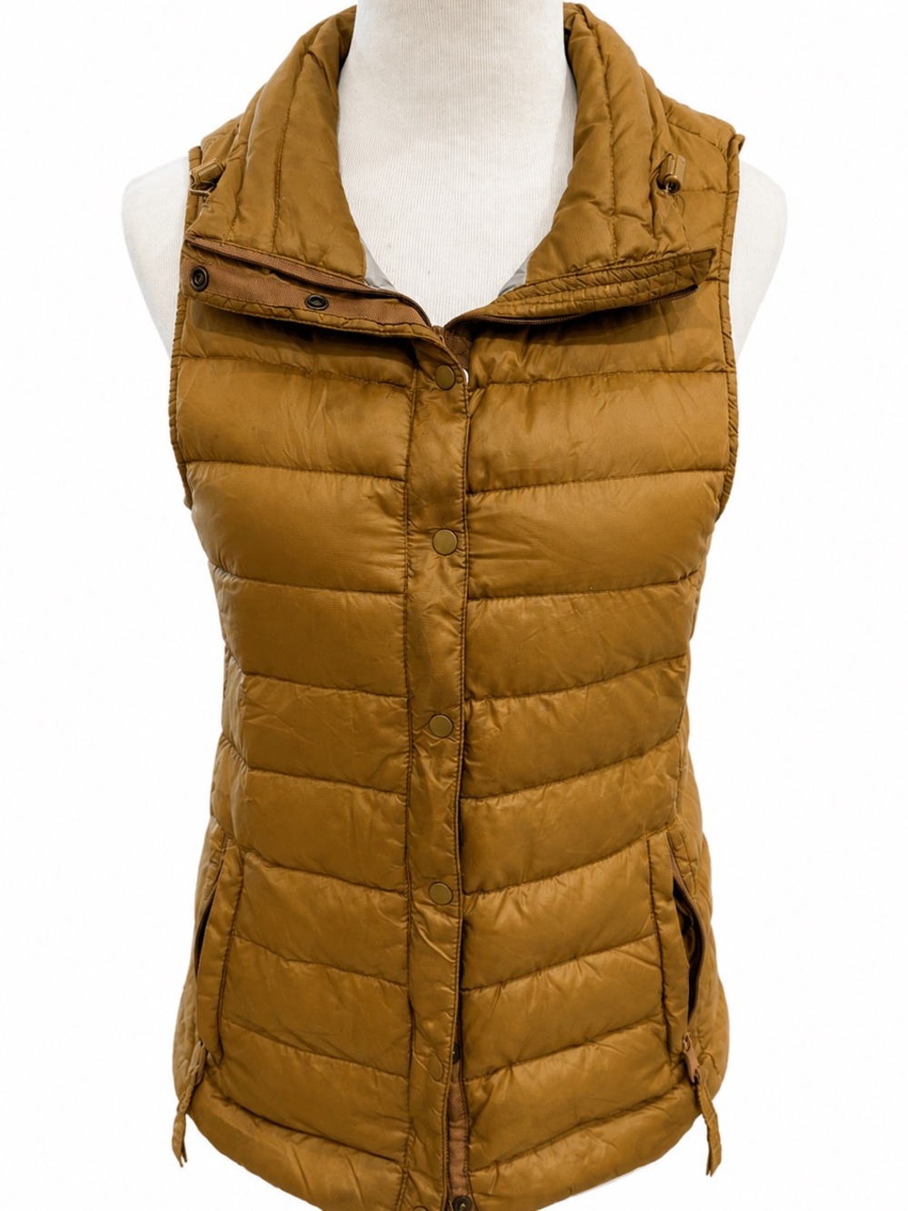 GAP Quilted Puffer Vest - Mustard Brown XS